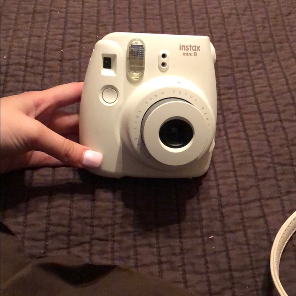 Polaroid camera, selfie lens, and bag